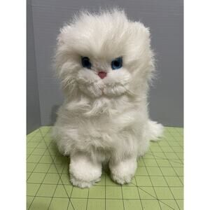Vintage 1983 Dakin White Persian Kitty Cat 10” Plush Stuffed Animal Blue Eyes